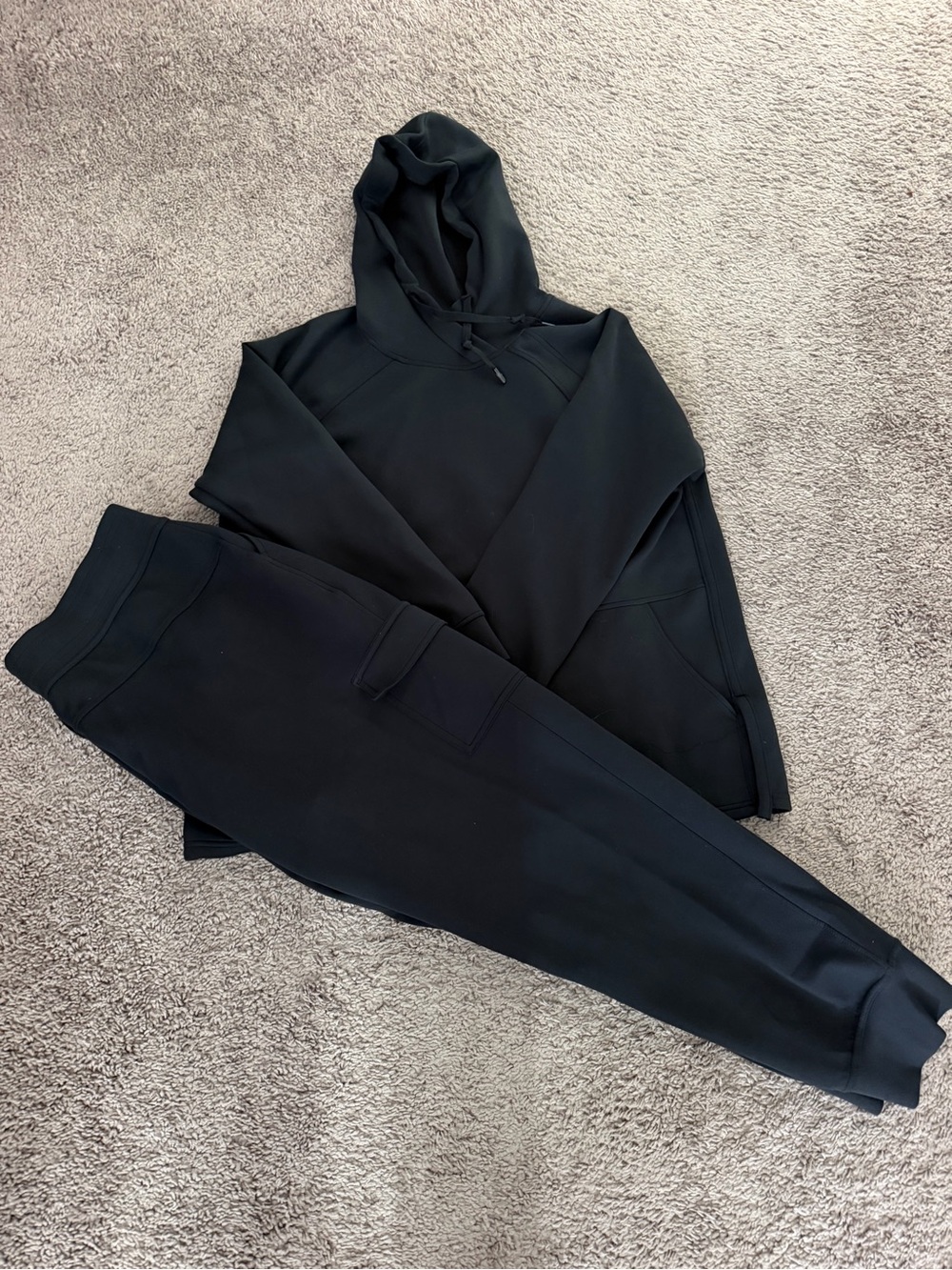 Women's Black Hoodie & Jogger Set - Casual Lounge Pants